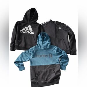 Youth Medium Hoodie Bundle Adidas + Hurley Sweatshirts 3 Pack